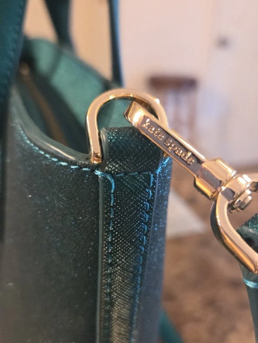 Kate Spade Teal Glitter Satchel with Matching Cardholder Set